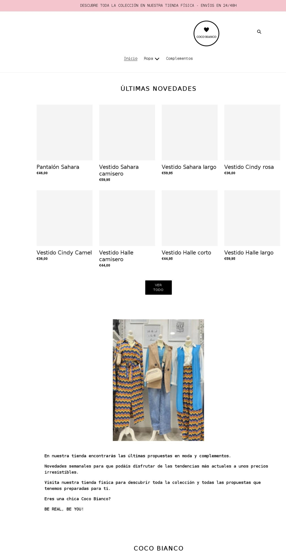 coco-bianco.es shopify website screenshot