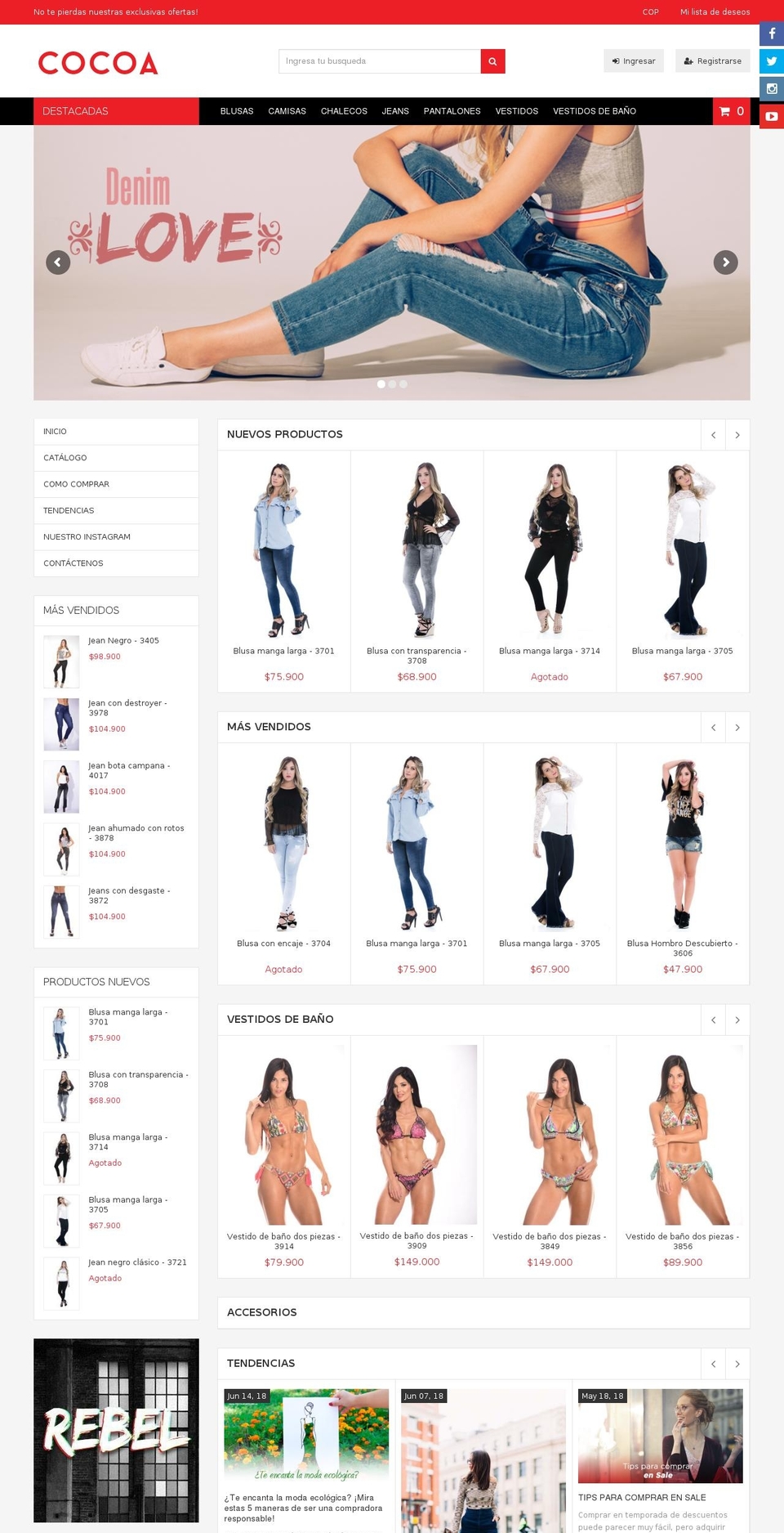 cocoa.clothing shopify website screenshot