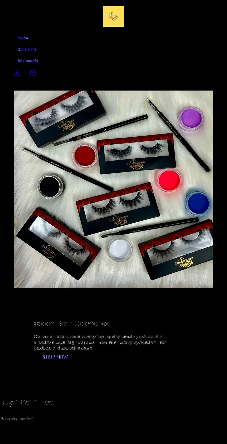 cocoabeancosmetics.com shopify website screenshot