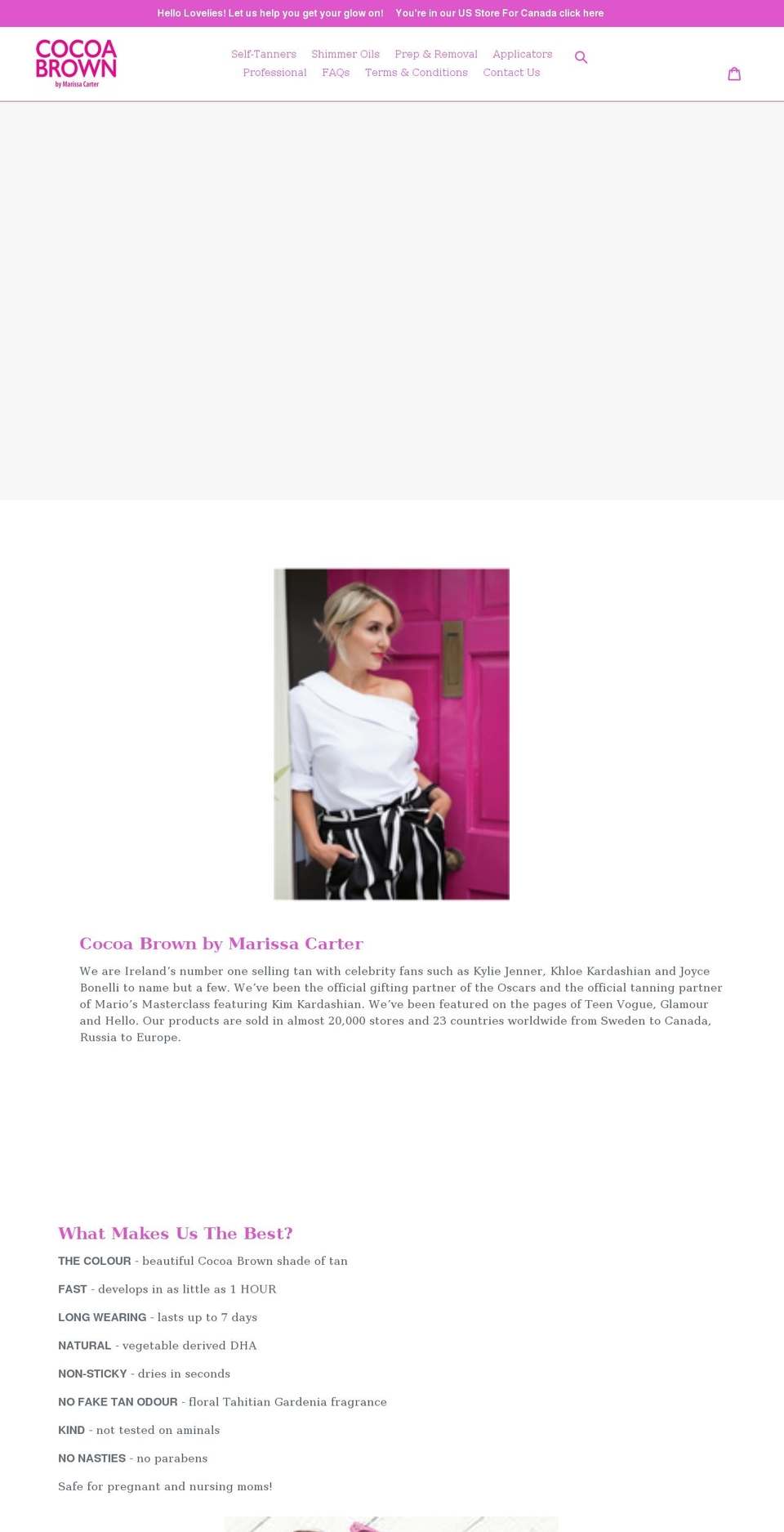 cocoabrowntan.com shopify website screenshot