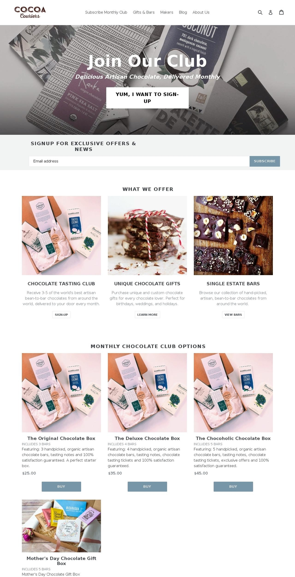 cocoacouriers.com shopify website screenshot