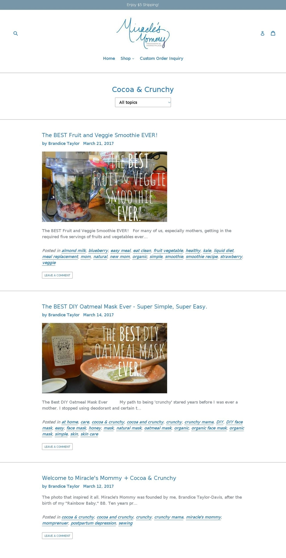 cocoacrunchy.com — Shopify storefront screenshot