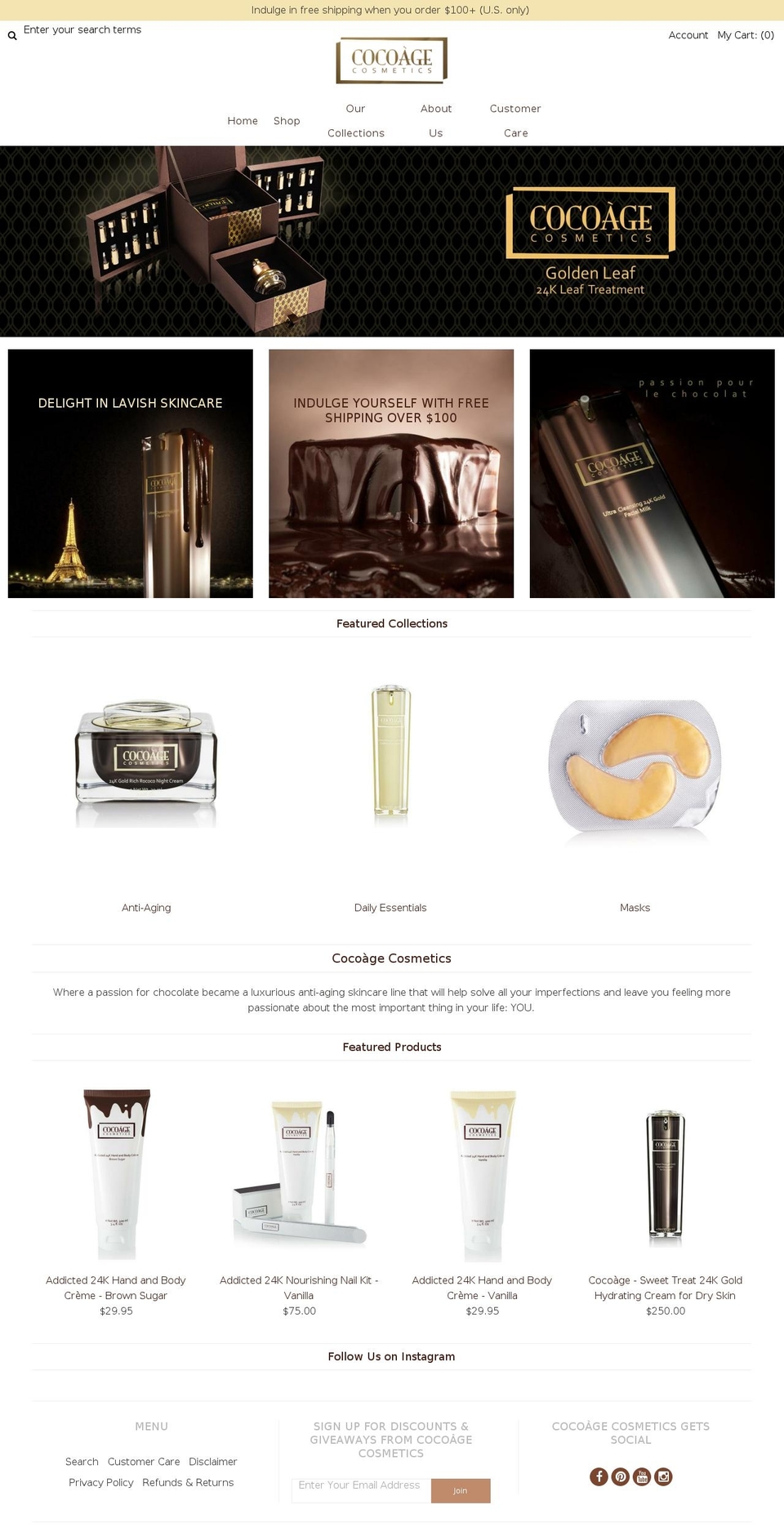 cocoagecosmetics.com — Shopify storefront screenshot