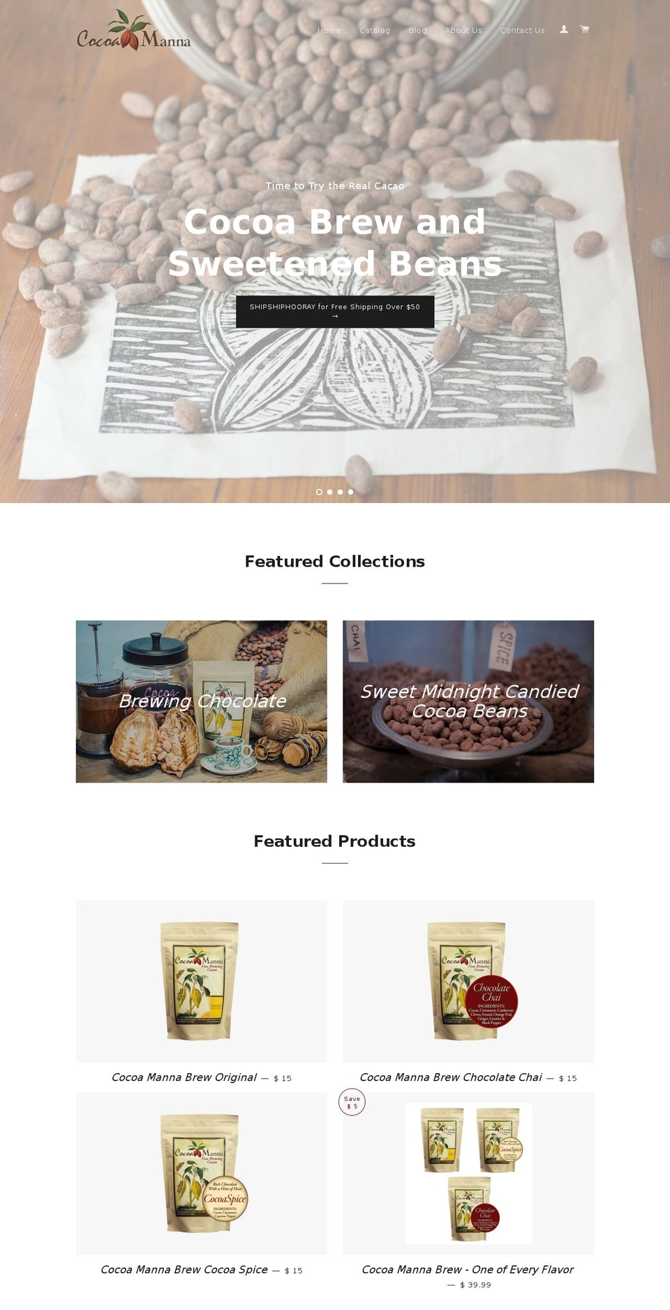 cocoamanna.com shopify website screenshot