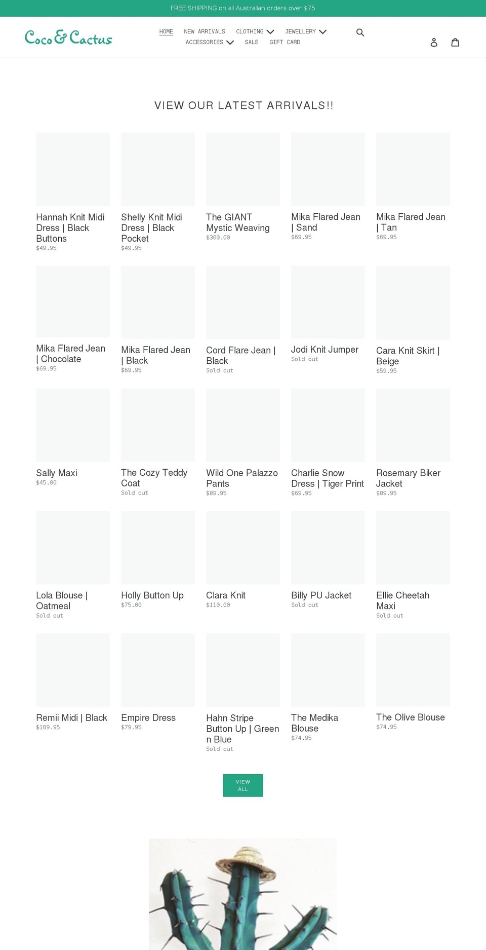 cocoandcactus.com.au shopify website screenshot