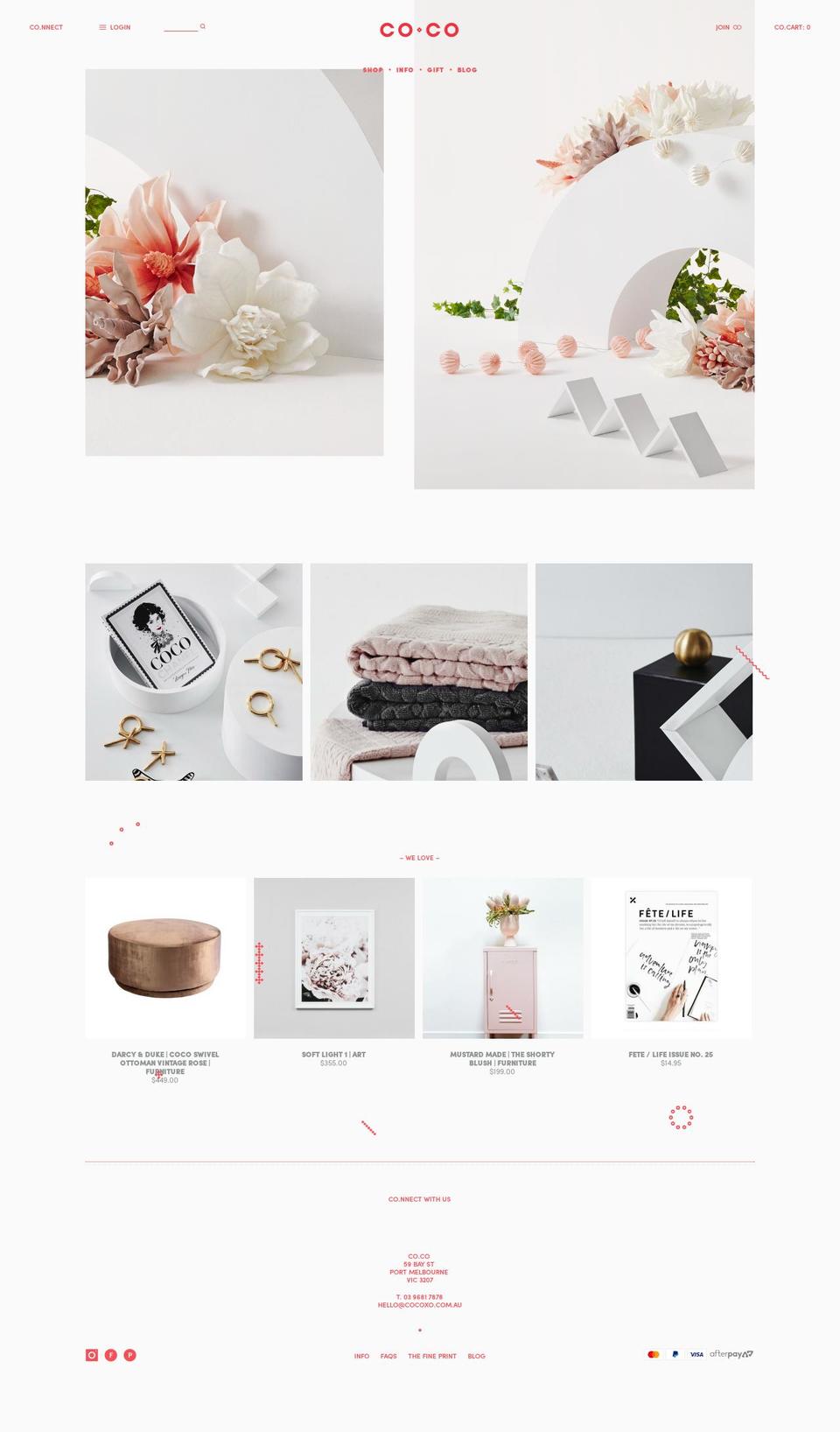 cocoandcremeliving.com.au shopify website screenshot