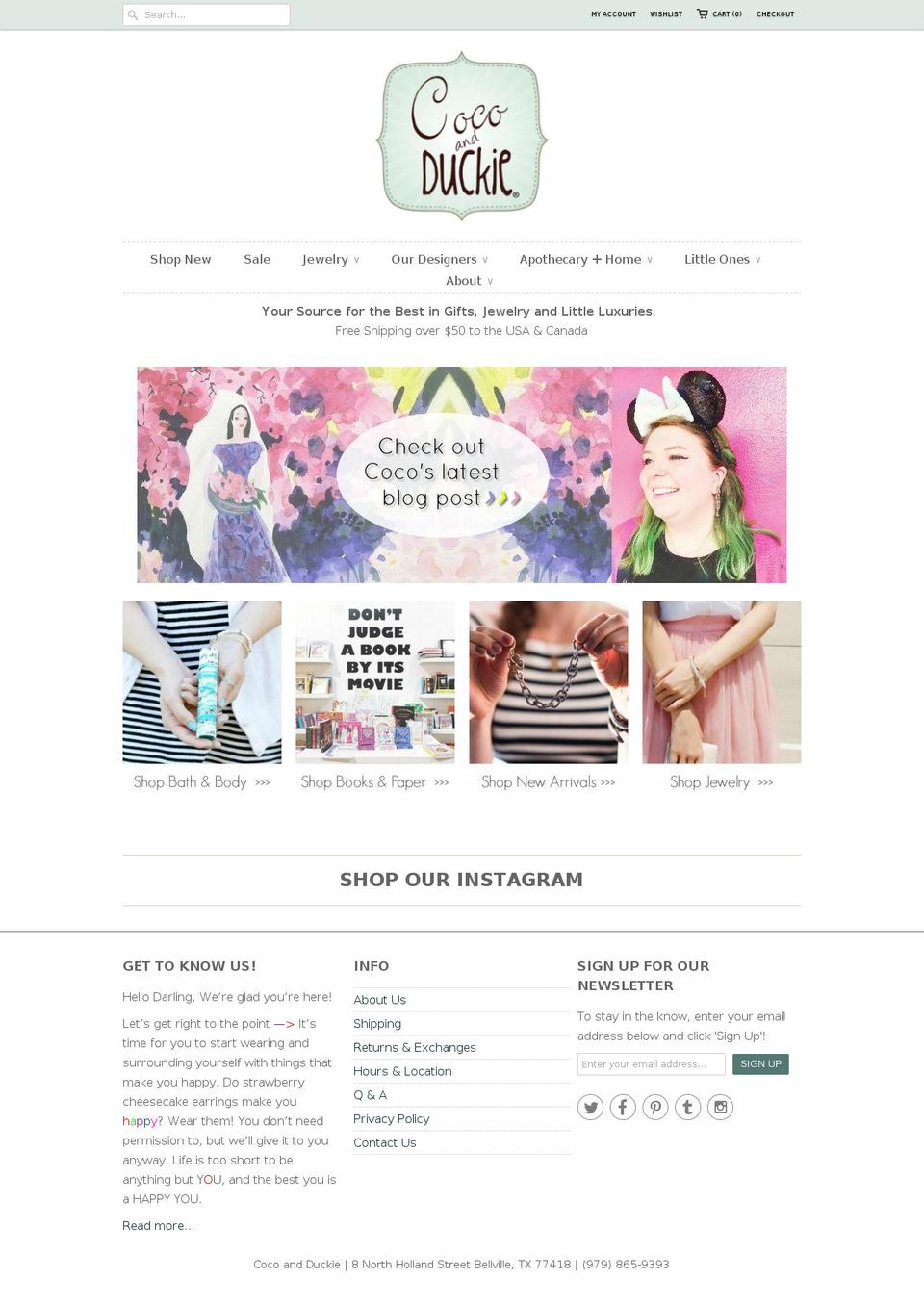 cocoandduckie.com shopify website screenshot