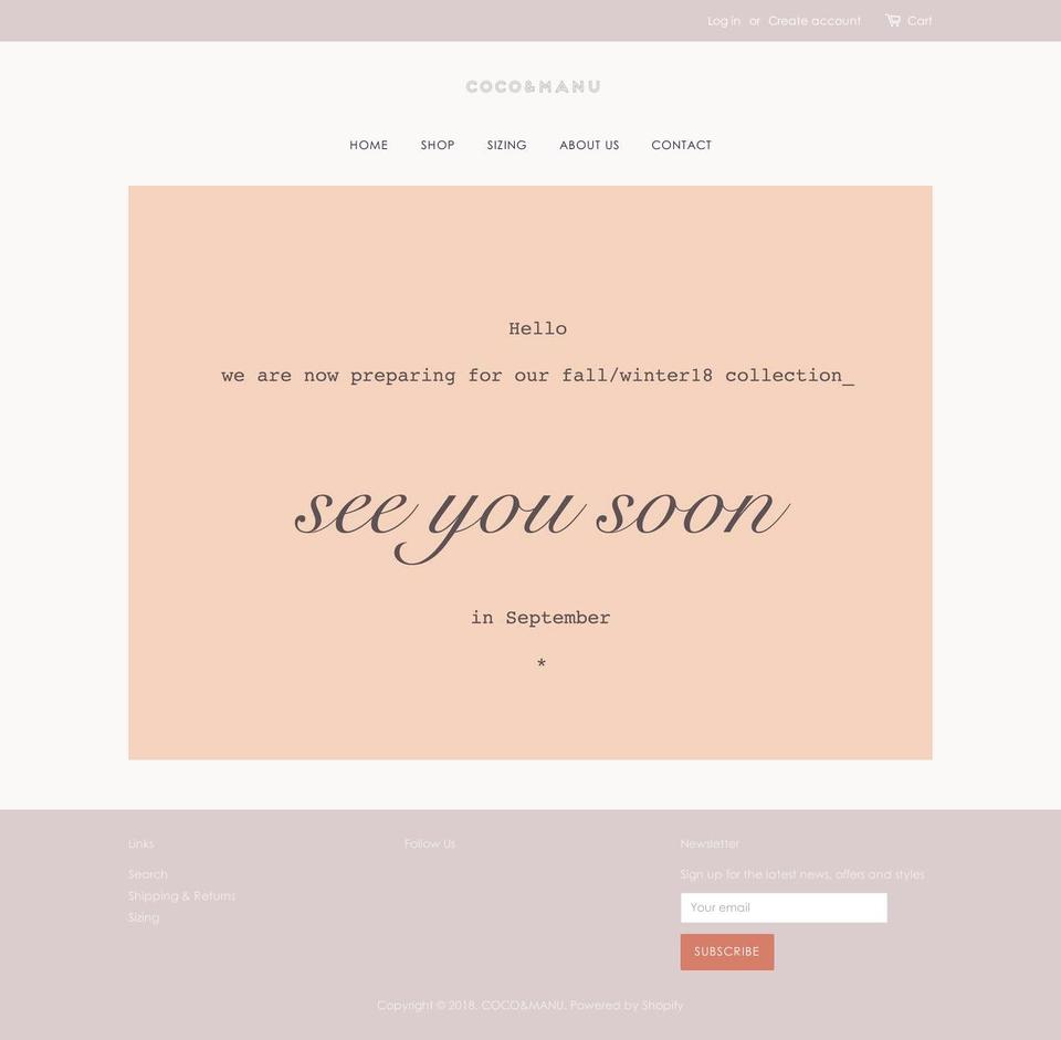 cocoandmanu.com — Shopify storefront screenshot