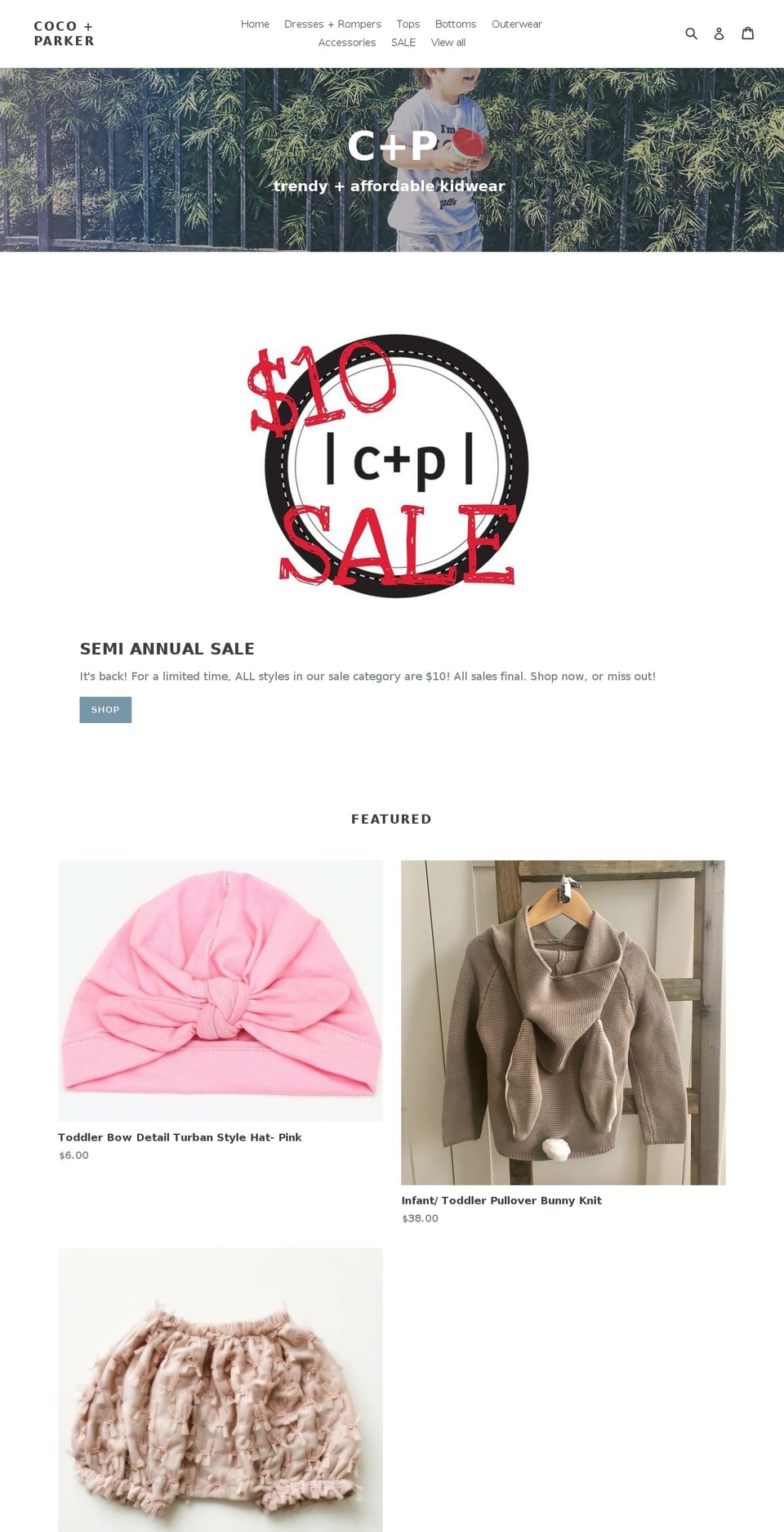 cocoandparker.com — Shopify storefront screenshot