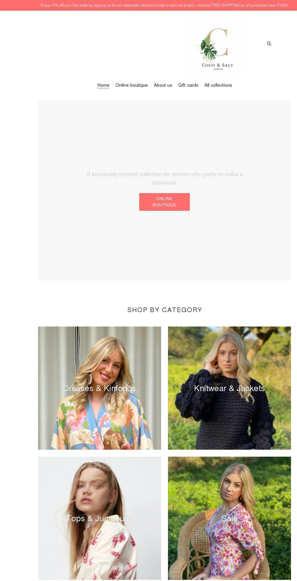 cocoandsalt.co.za shopify website screenshot