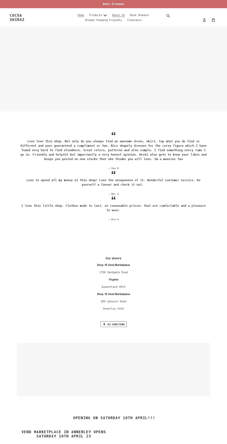 cocoashiraz.com shopify website screenshot