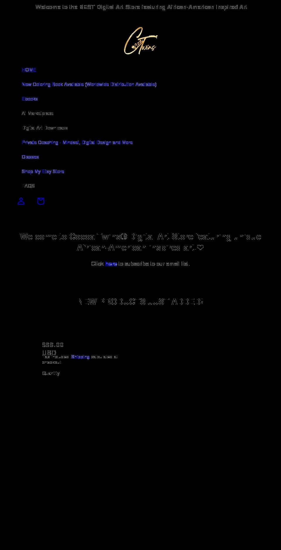cocoatwins.com shopify website screenshot