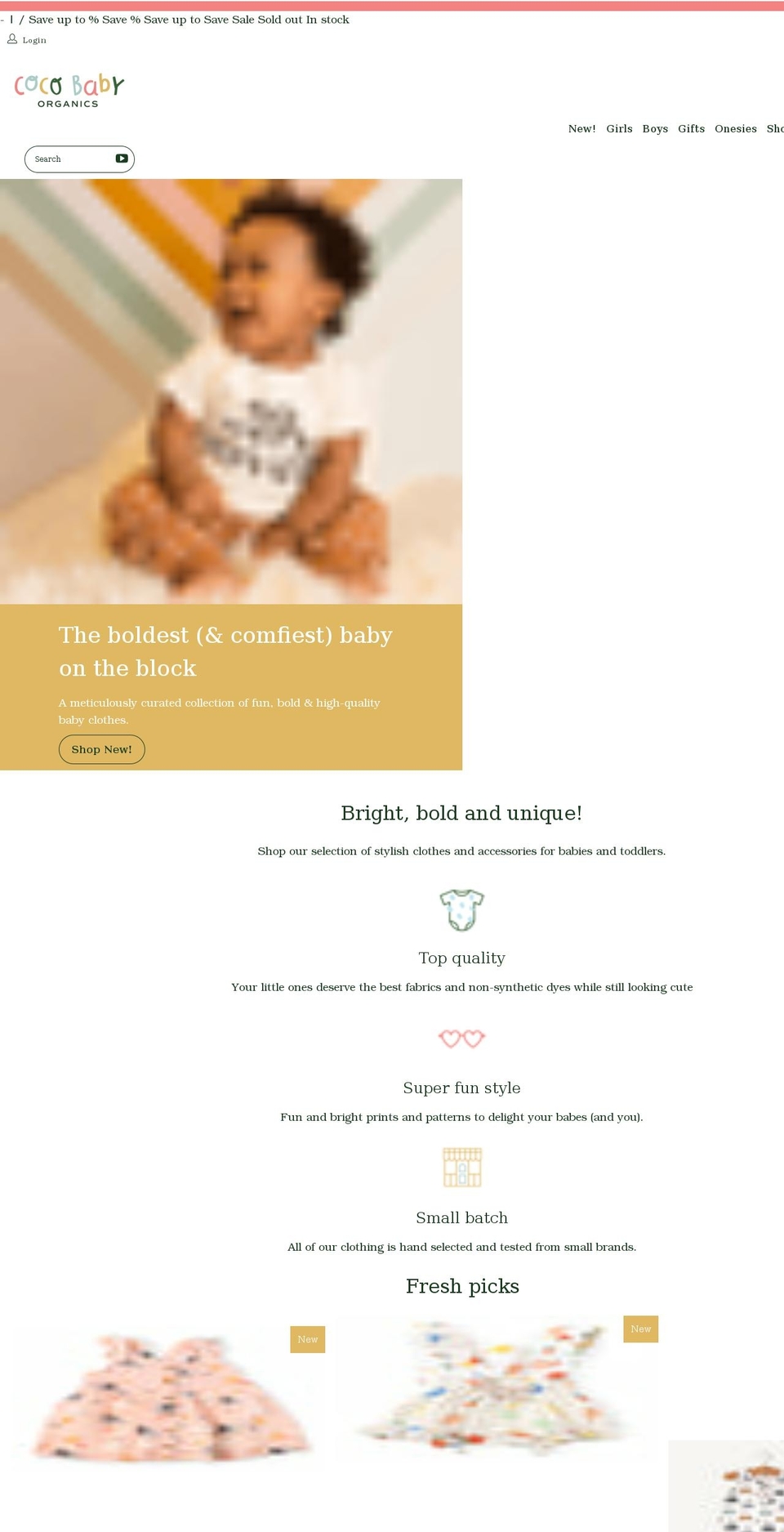 cocobabyorganics.com shopify website screenshot