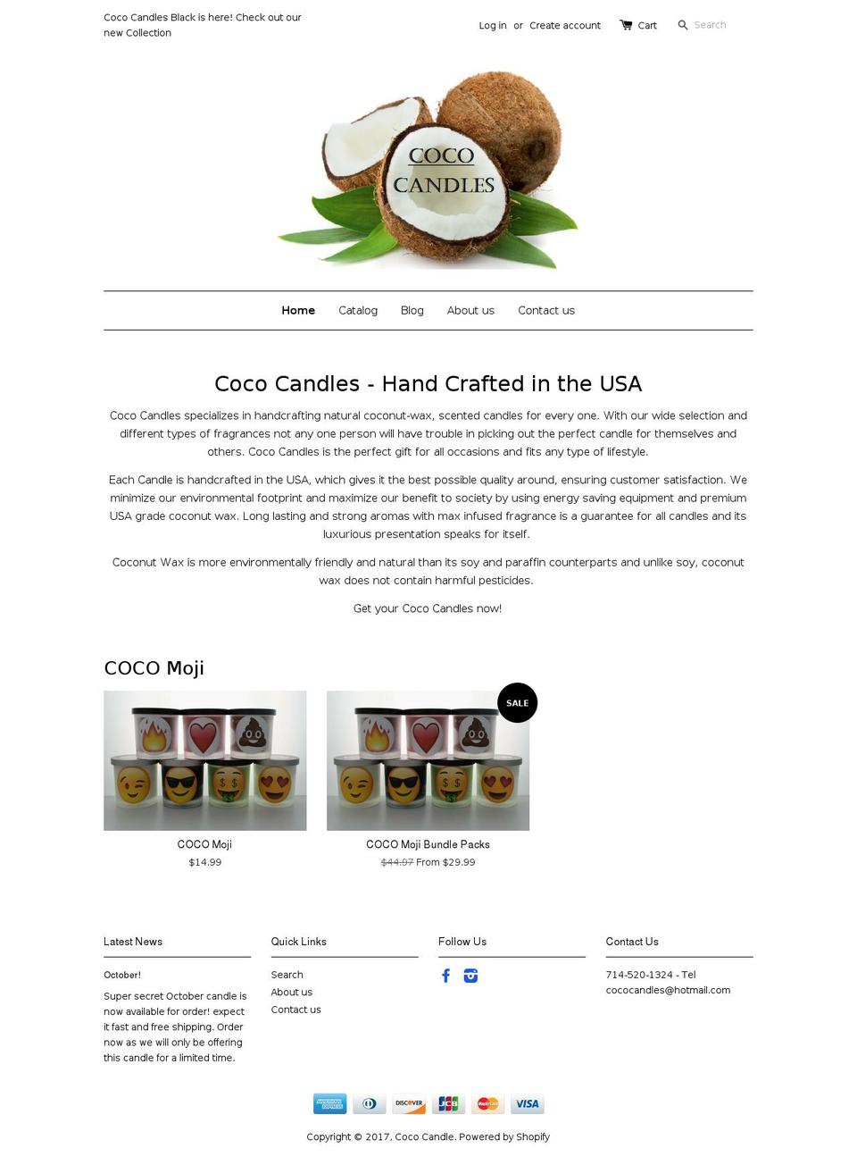 cococandlesusa.com shopify website screenshot