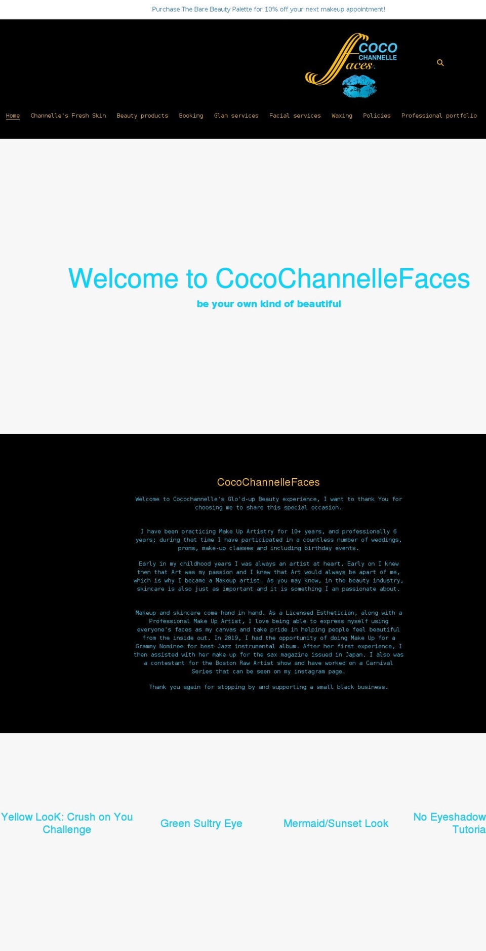 cocochannellefaces.com shopify website screenshot