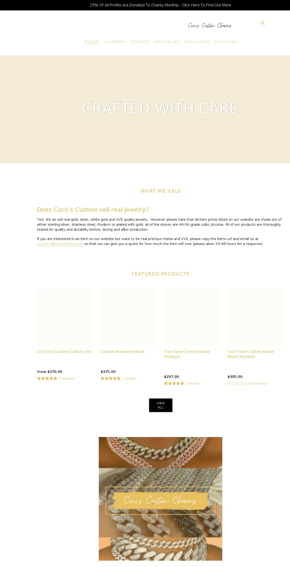 cococharms.com shopify website screenshot