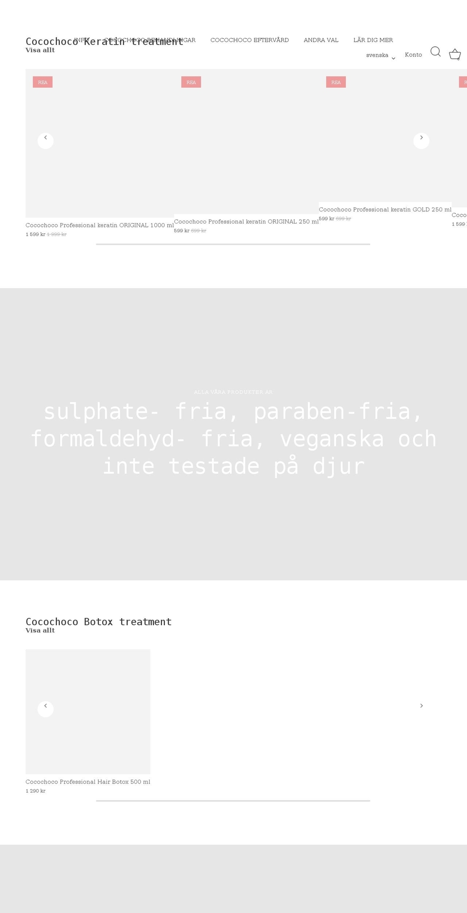 cocochocokeratin.se shopify website screenshot