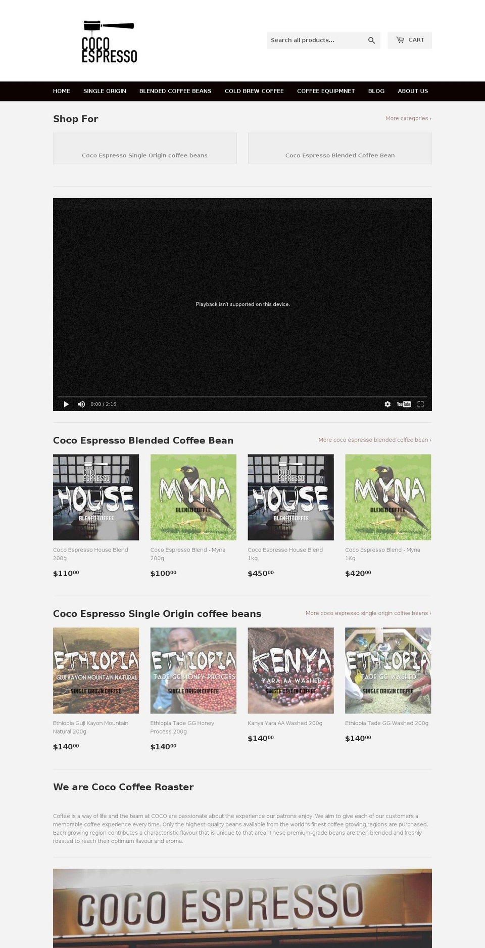 cocoespresso701.com shopify website screenshot