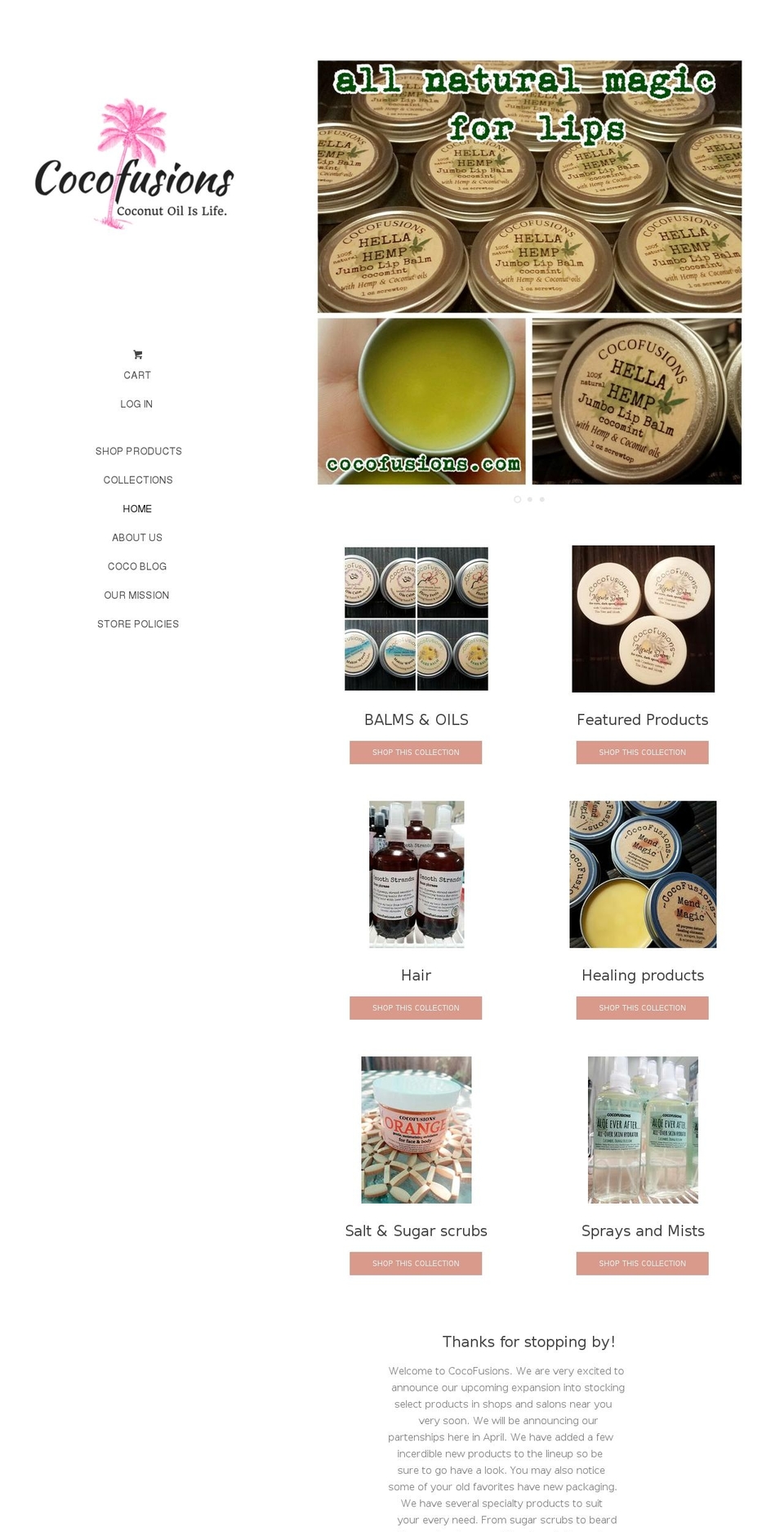 cocofusions.com shopify website screenshot