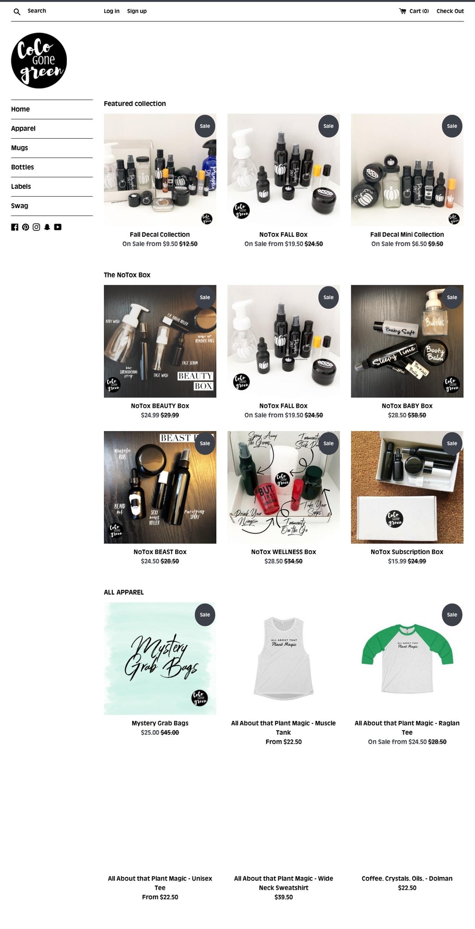 cocogonegreen.com shopify website screenshot