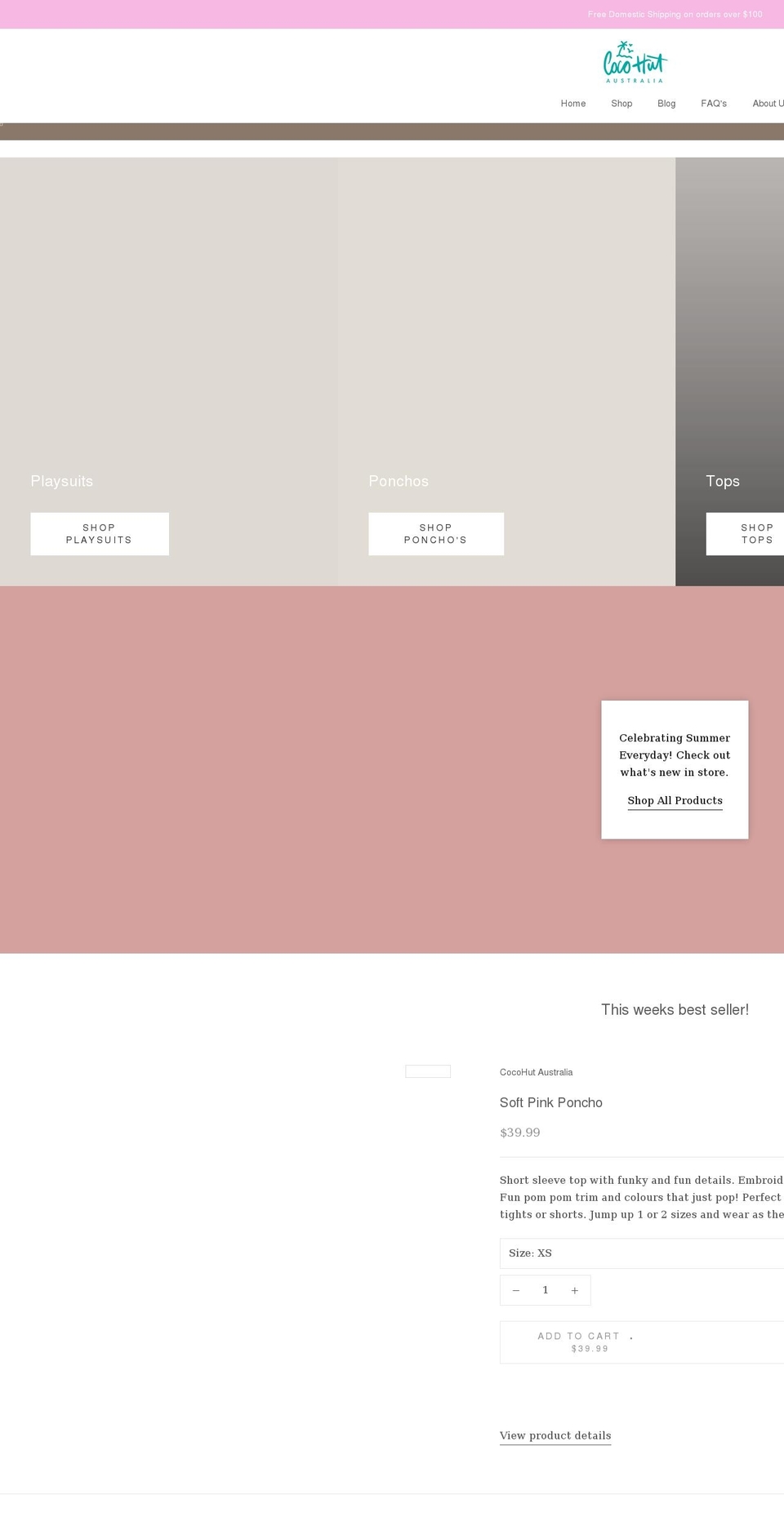 cocohutaustralia.com shopify website screenshot
