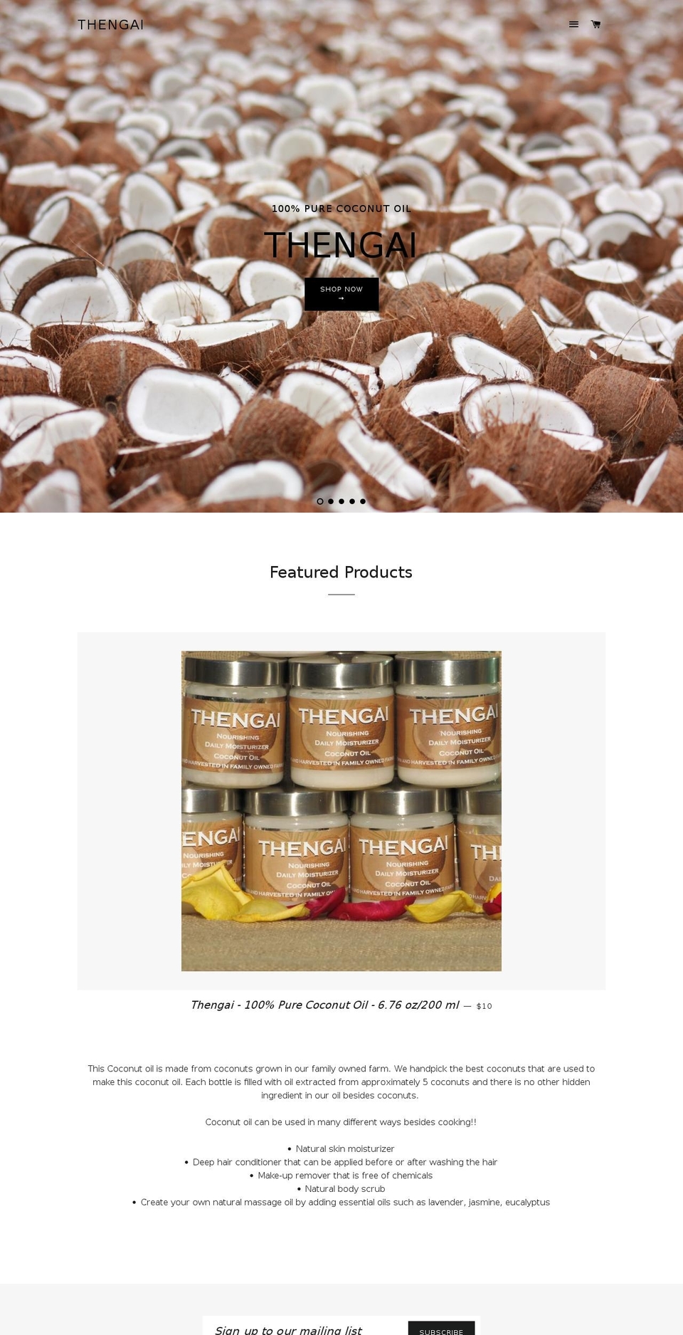 coconutandoil.com — Shopify storefront screenshot