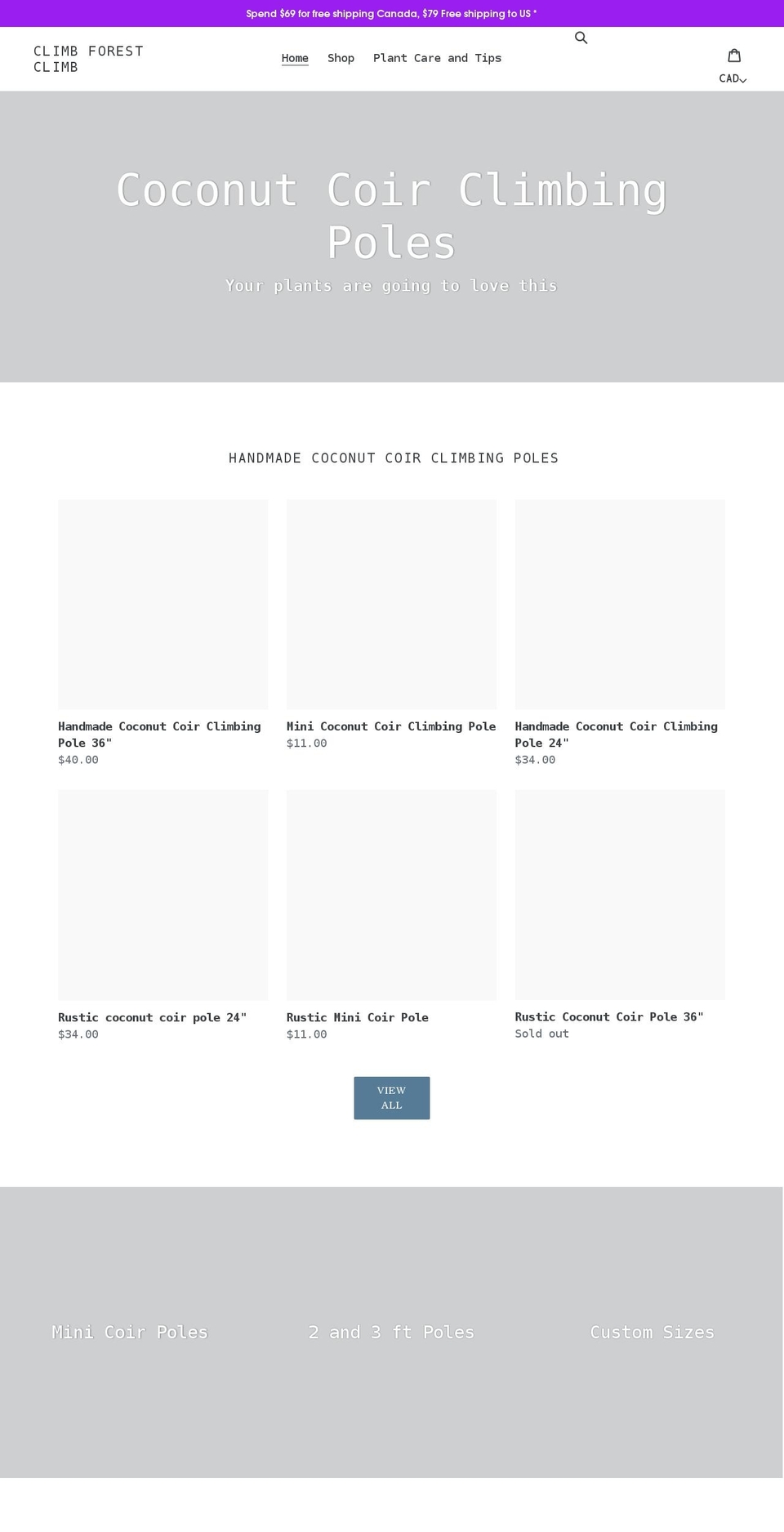 coconutcoirclimbingpole.com shopify website screenshot