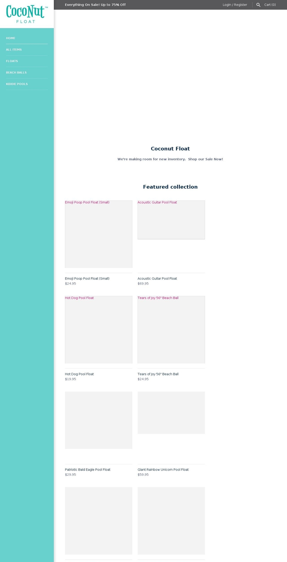 coconutfloat.com shopify website screenshot