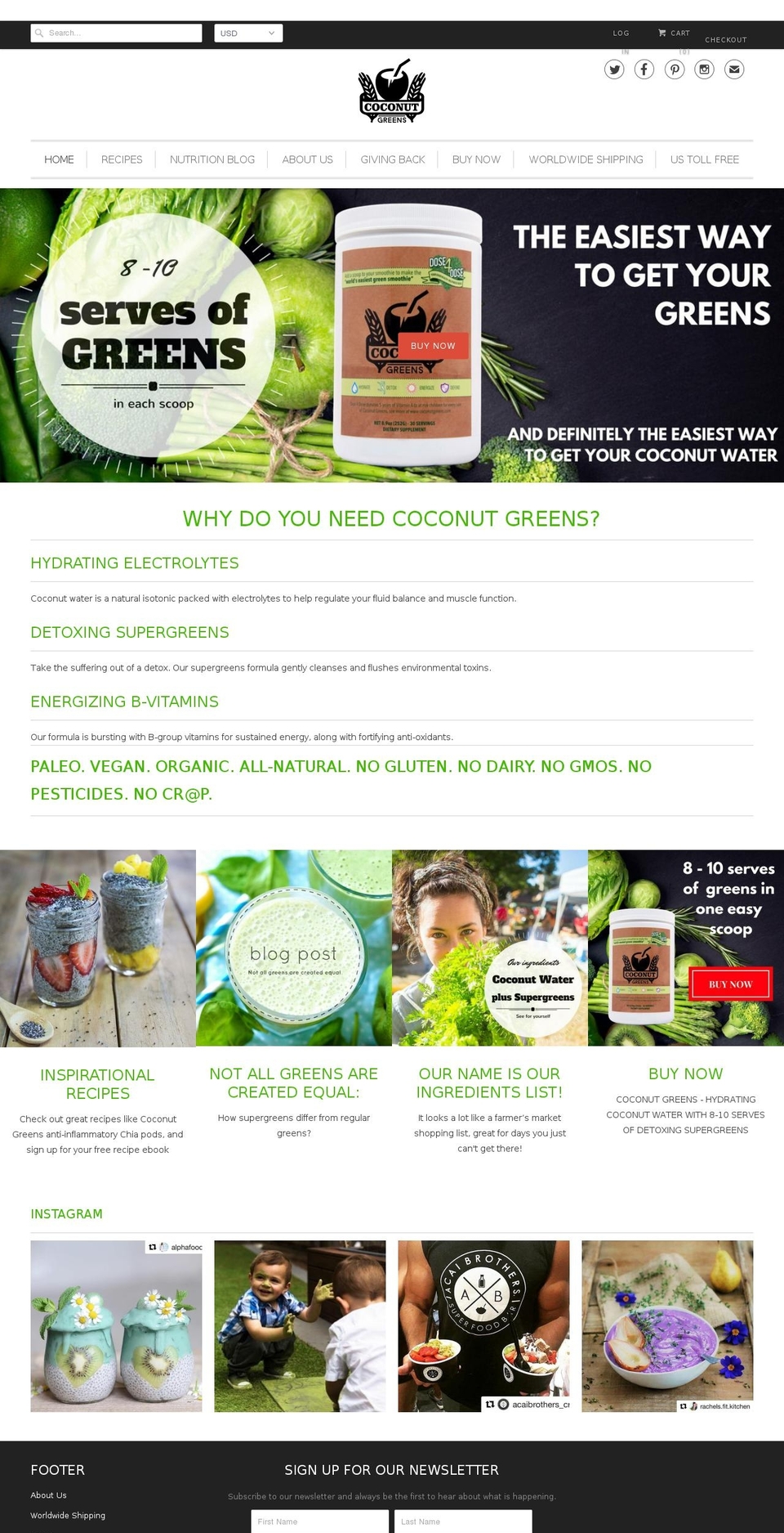 coconutgreens.com shopify website screenshot