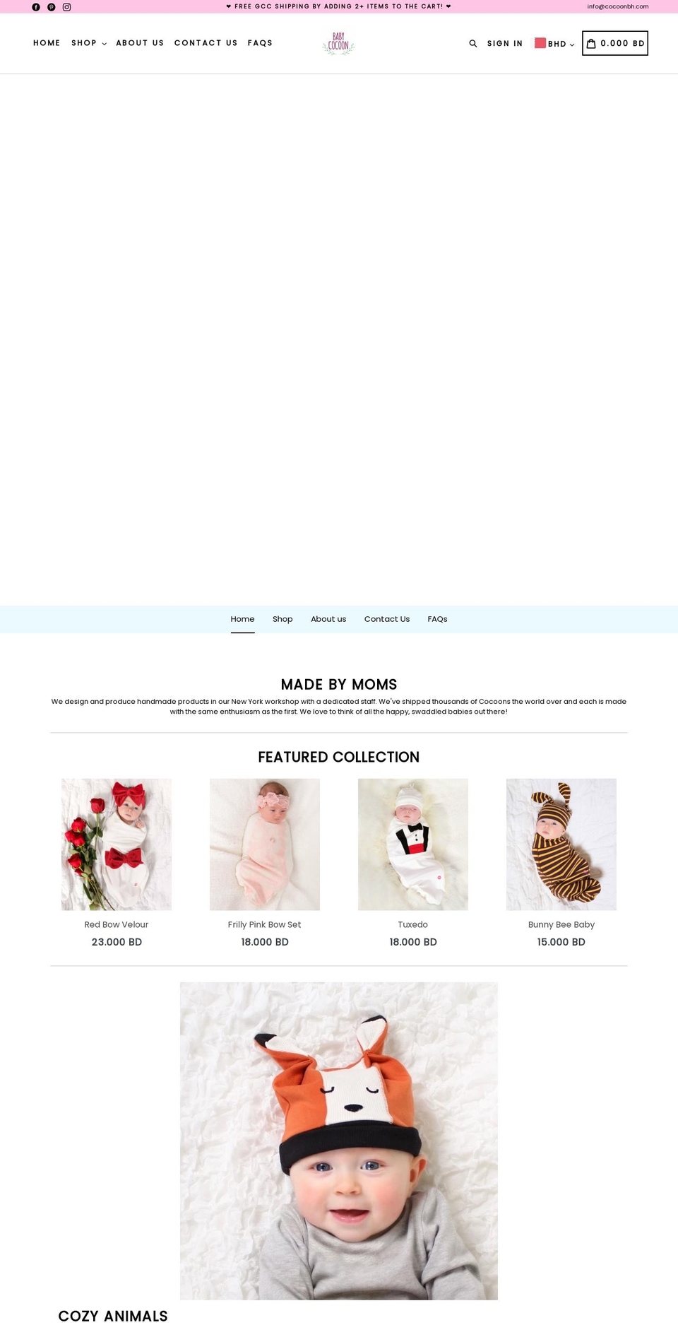 cocoonbh.com shopify website screenshot