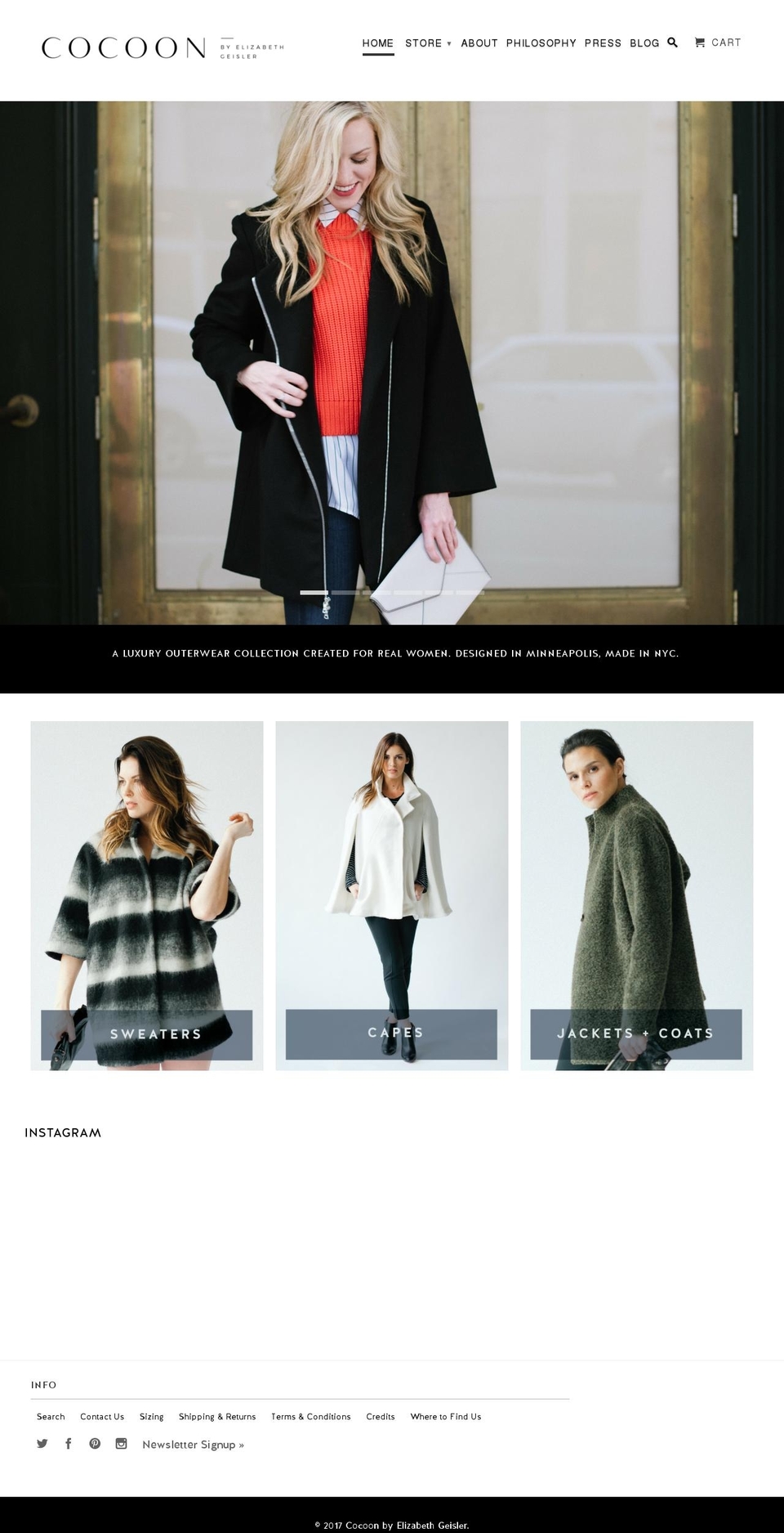 cocoonbyelizabethgeisler.com shopify website screenshot