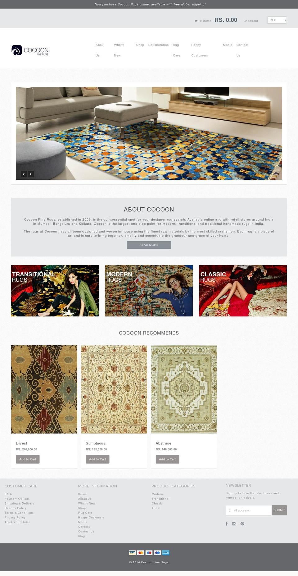 cocoonfinerugs.com shopify website screenshot