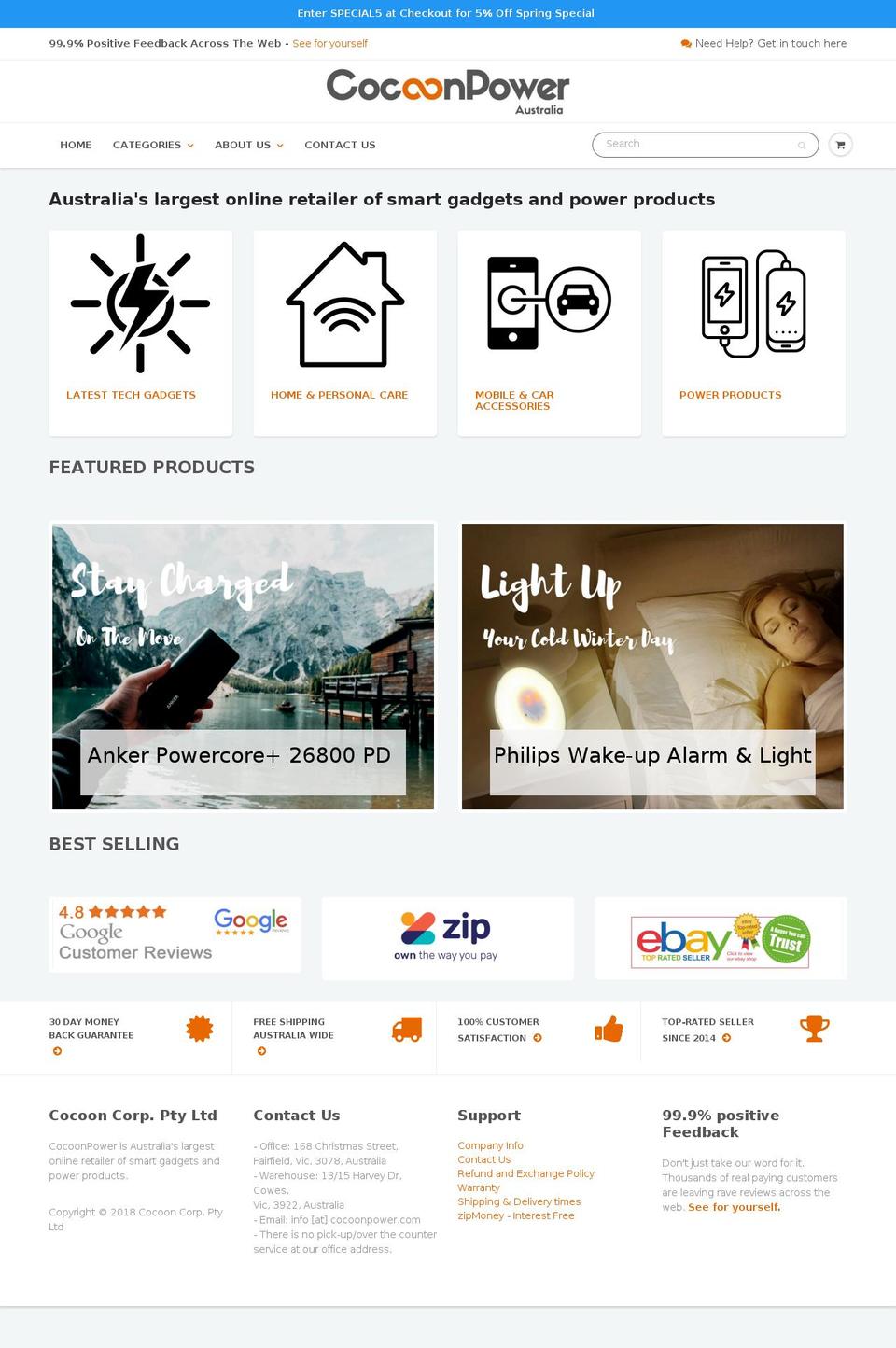 cocoonpower.com shopify website screenshot