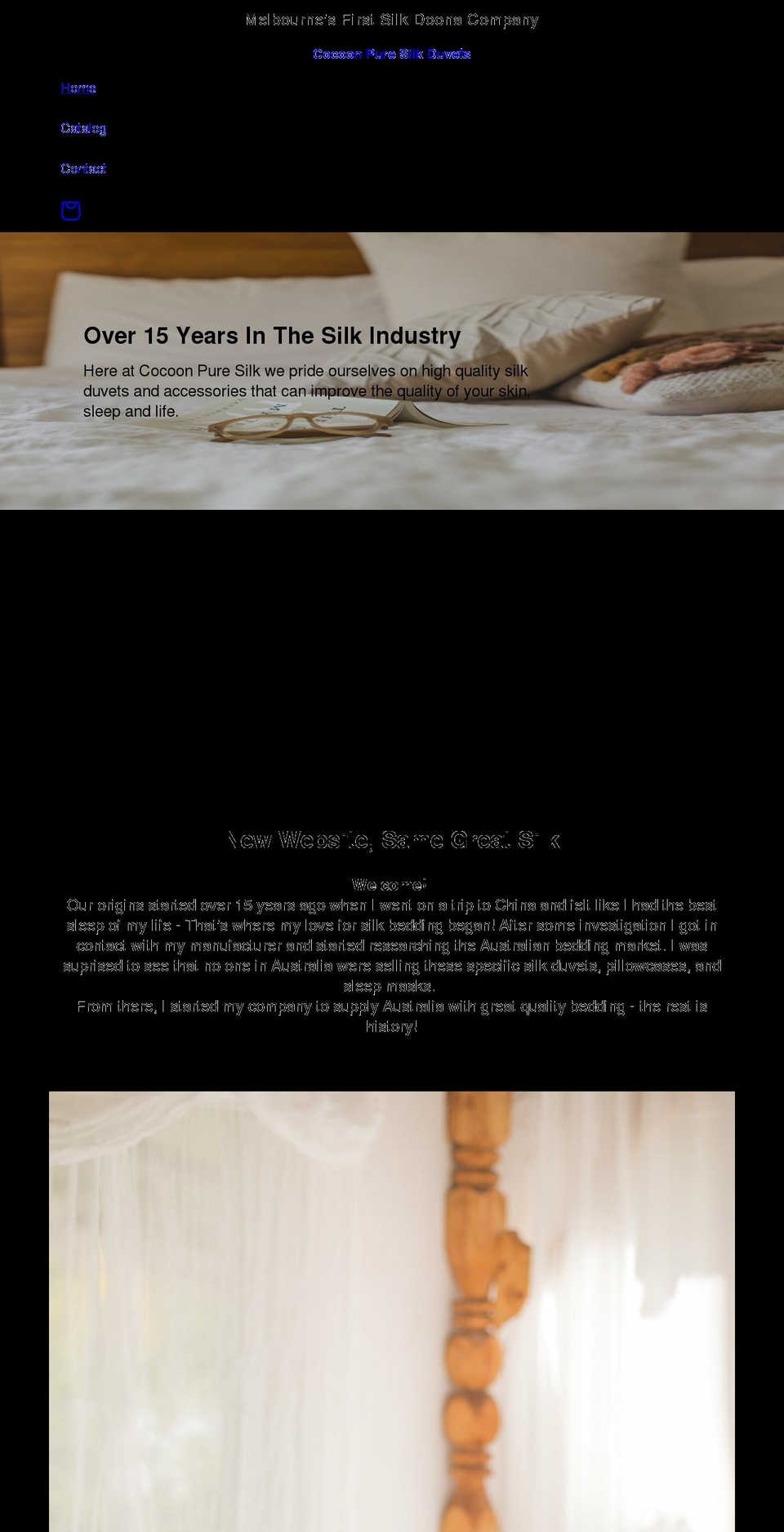 cocoonpuresilkduvets.com.au shopify website screenshot