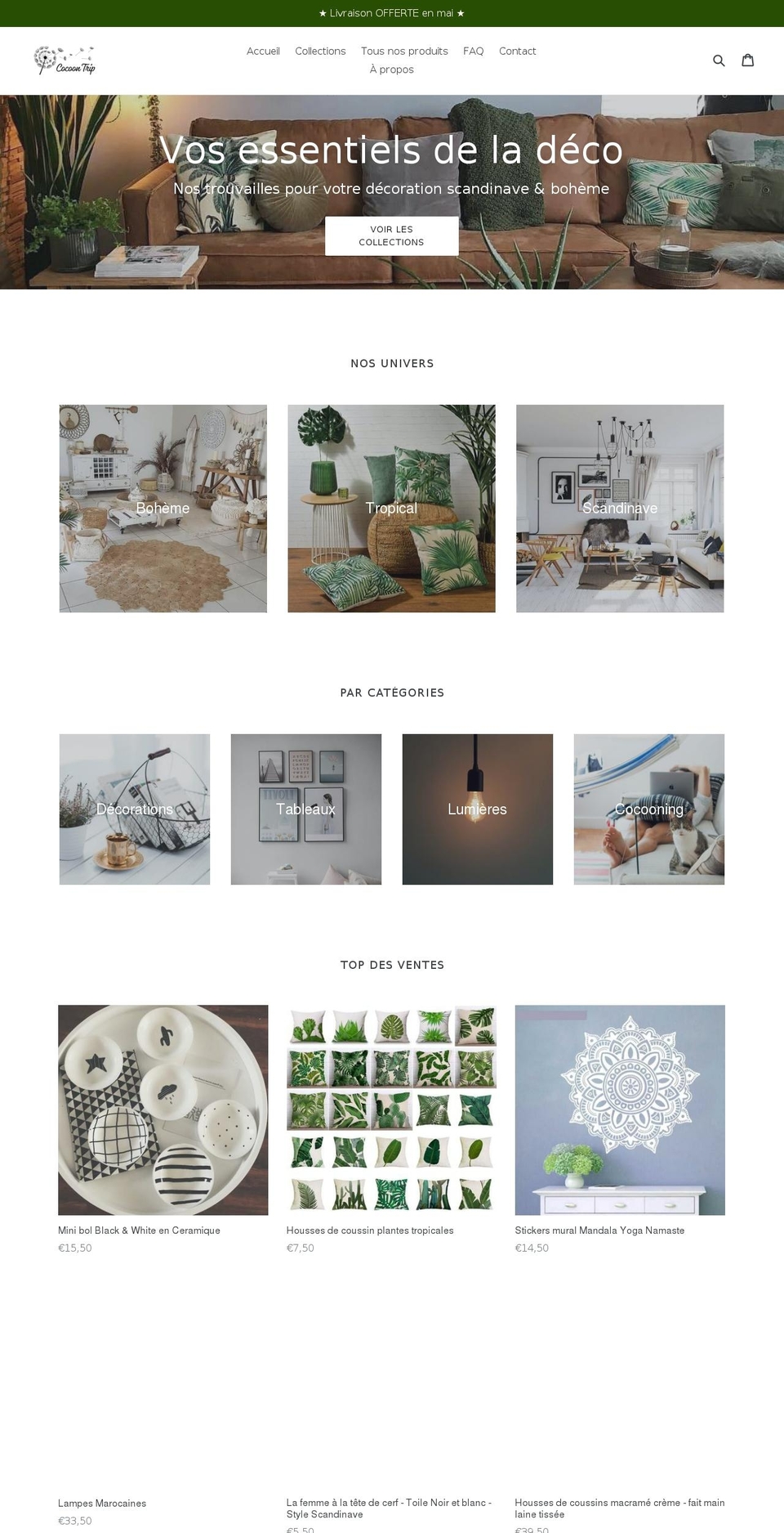 cocoontrip.com — Shopify storefront screenshot