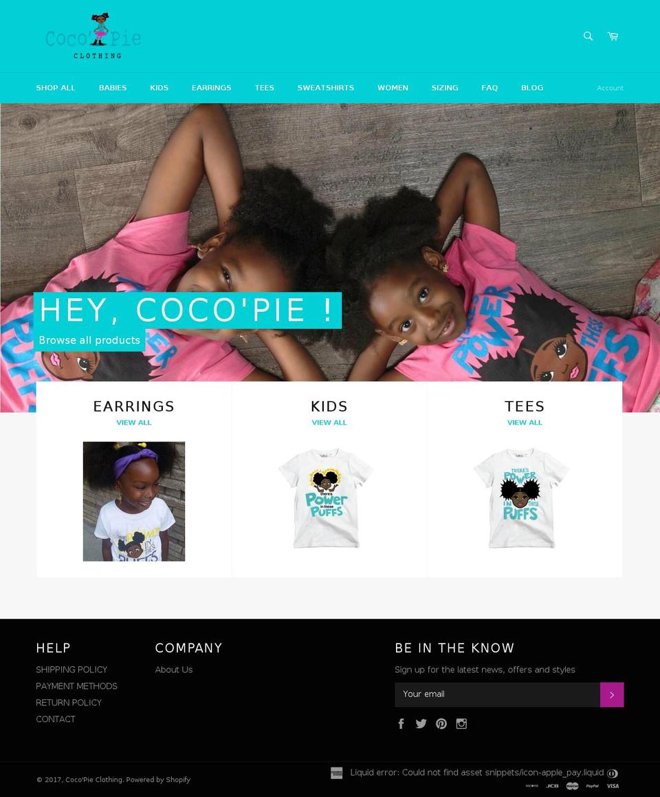 cocopieclothing.com shopify website screenshot