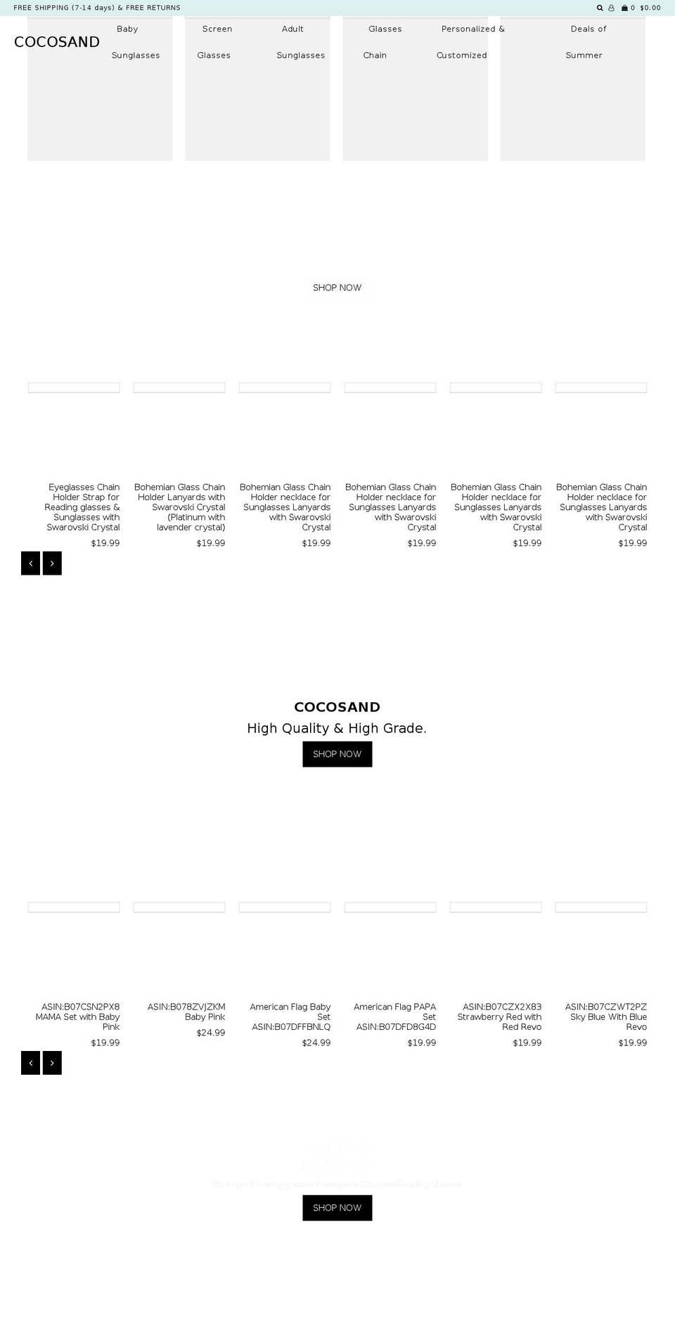 cocosand.com shopify website screenshot
