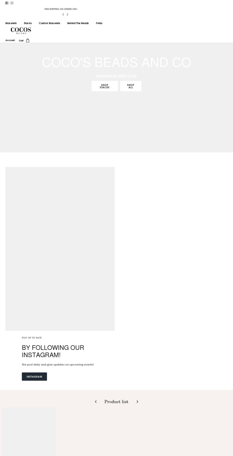 cocosbeadsandco.com shopify website screenshot