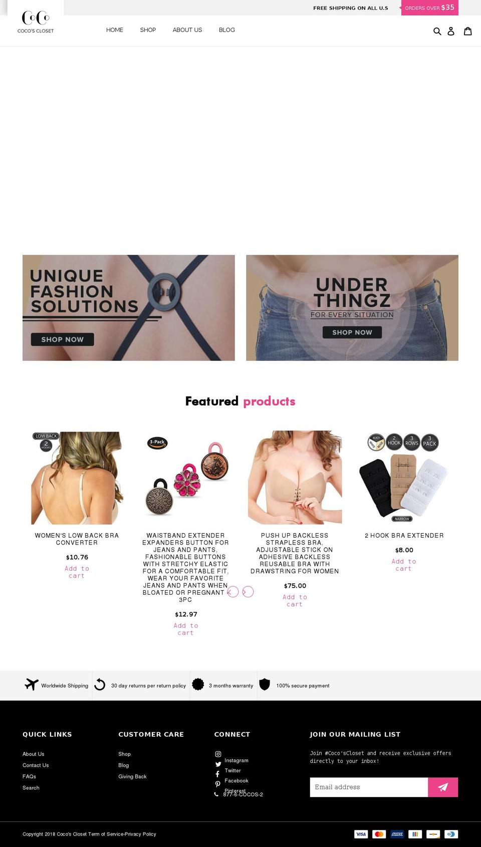 cocoscloset.com shopify website screenshot