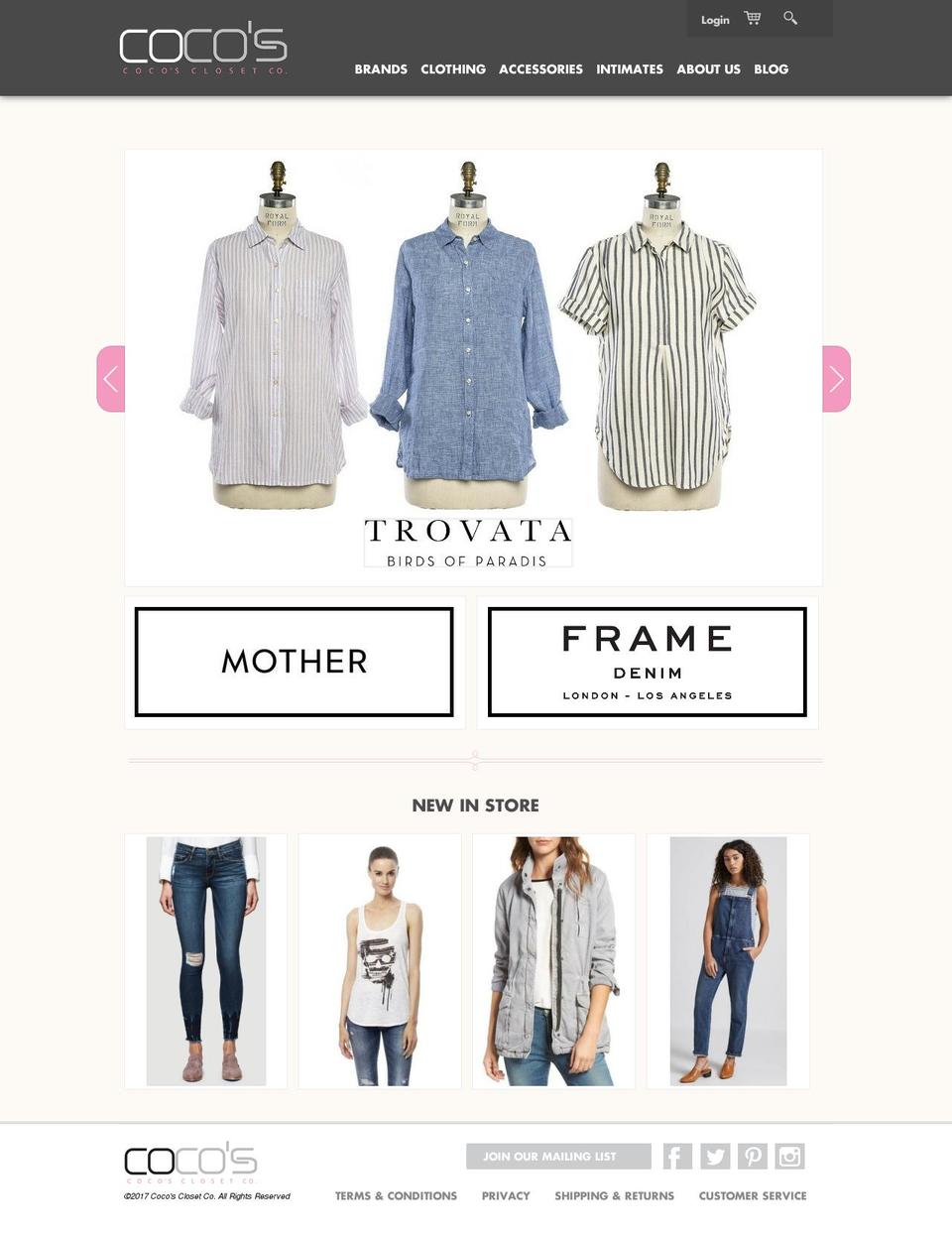 cocosclosetco.com shopify website screenshot