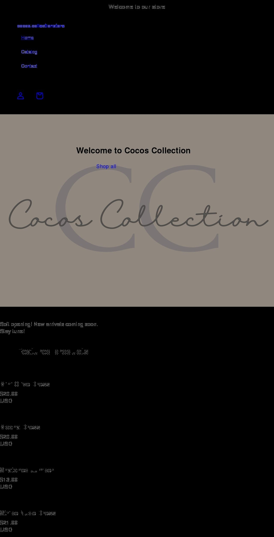 cocoscollection.net shopify website screenshot