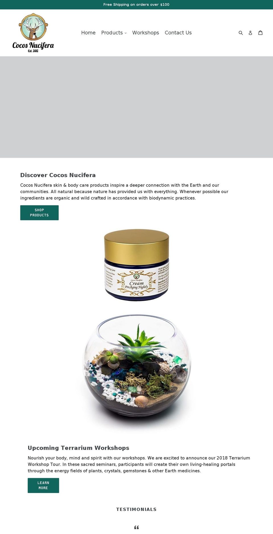 cocosnucifera.ca shopify website screenshot