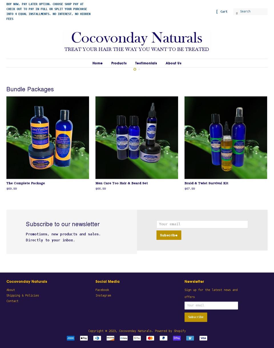 cocovondaynaturals.com shopify website screenshot