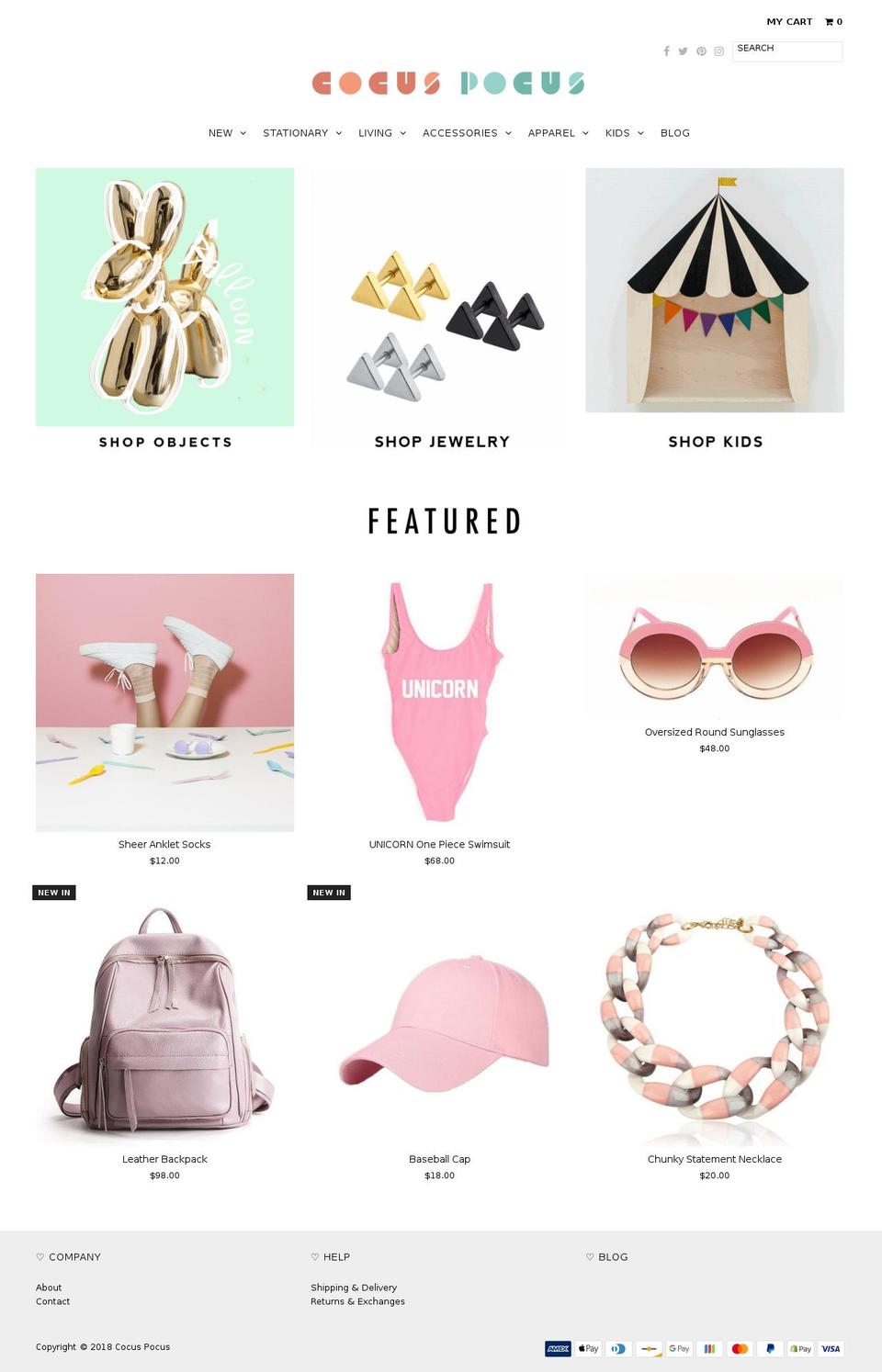 cocuspocus.com — Shopify storefront screenshot