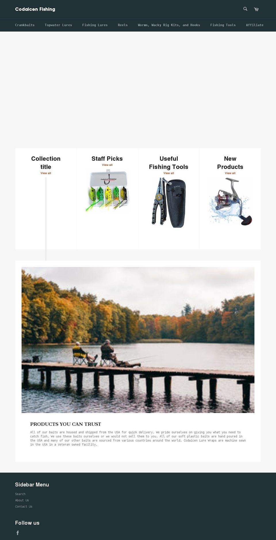 codaicenfishing.com shopify website screenshot