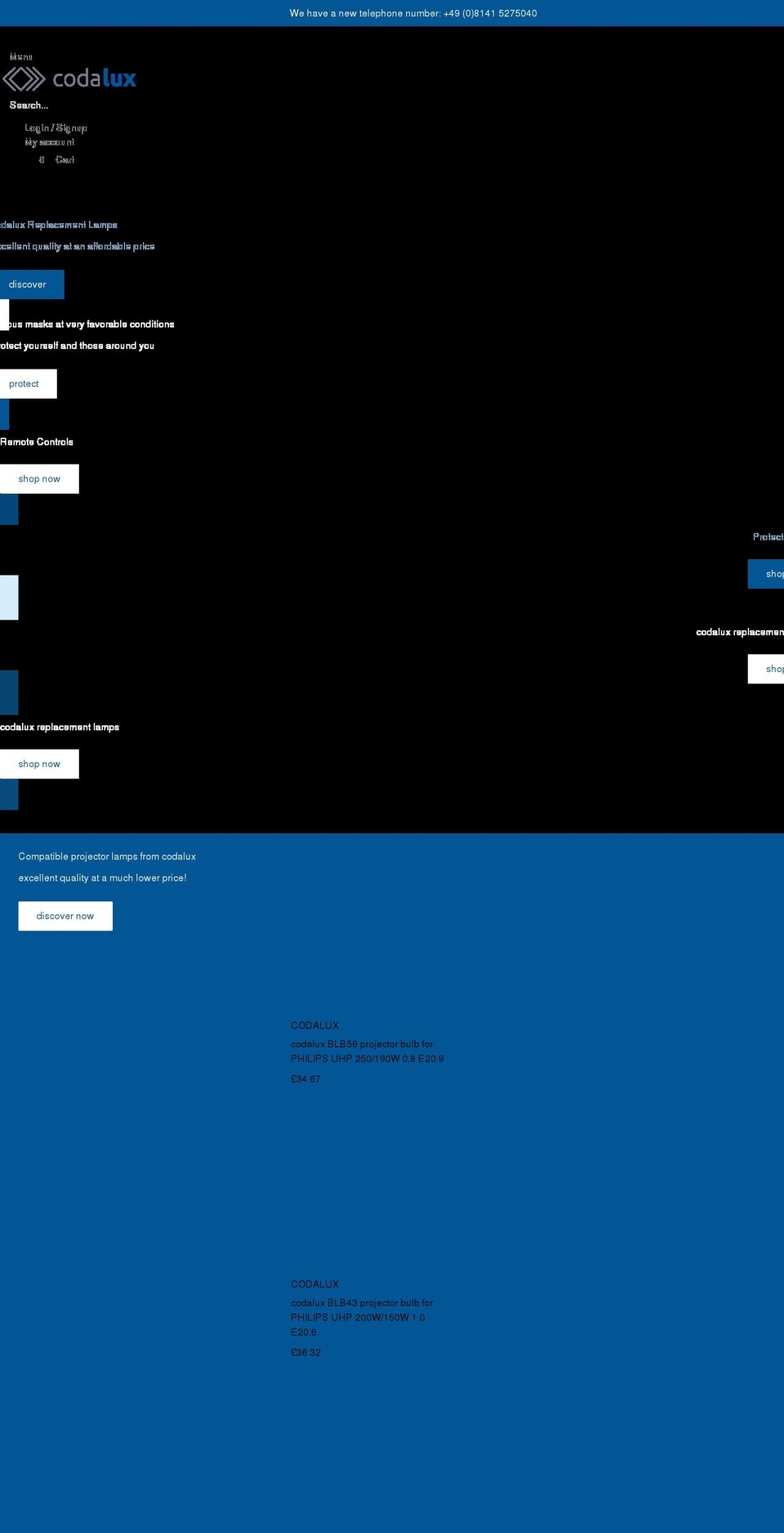 codalux.co.uk shopify website screenshot