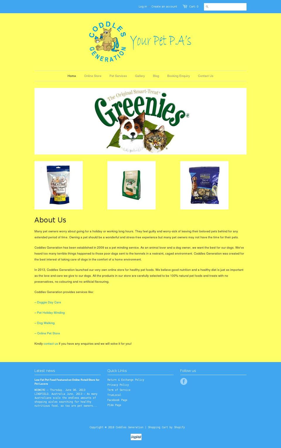 coddles.com.au shopify website screenshot