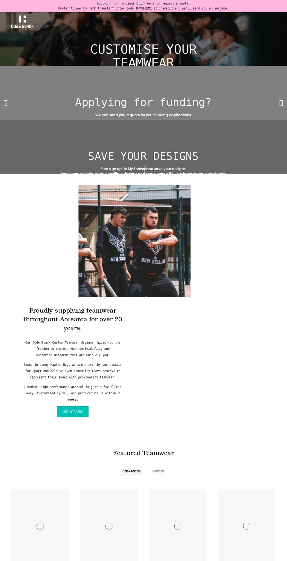 codeblack.nz shopify website screenshot