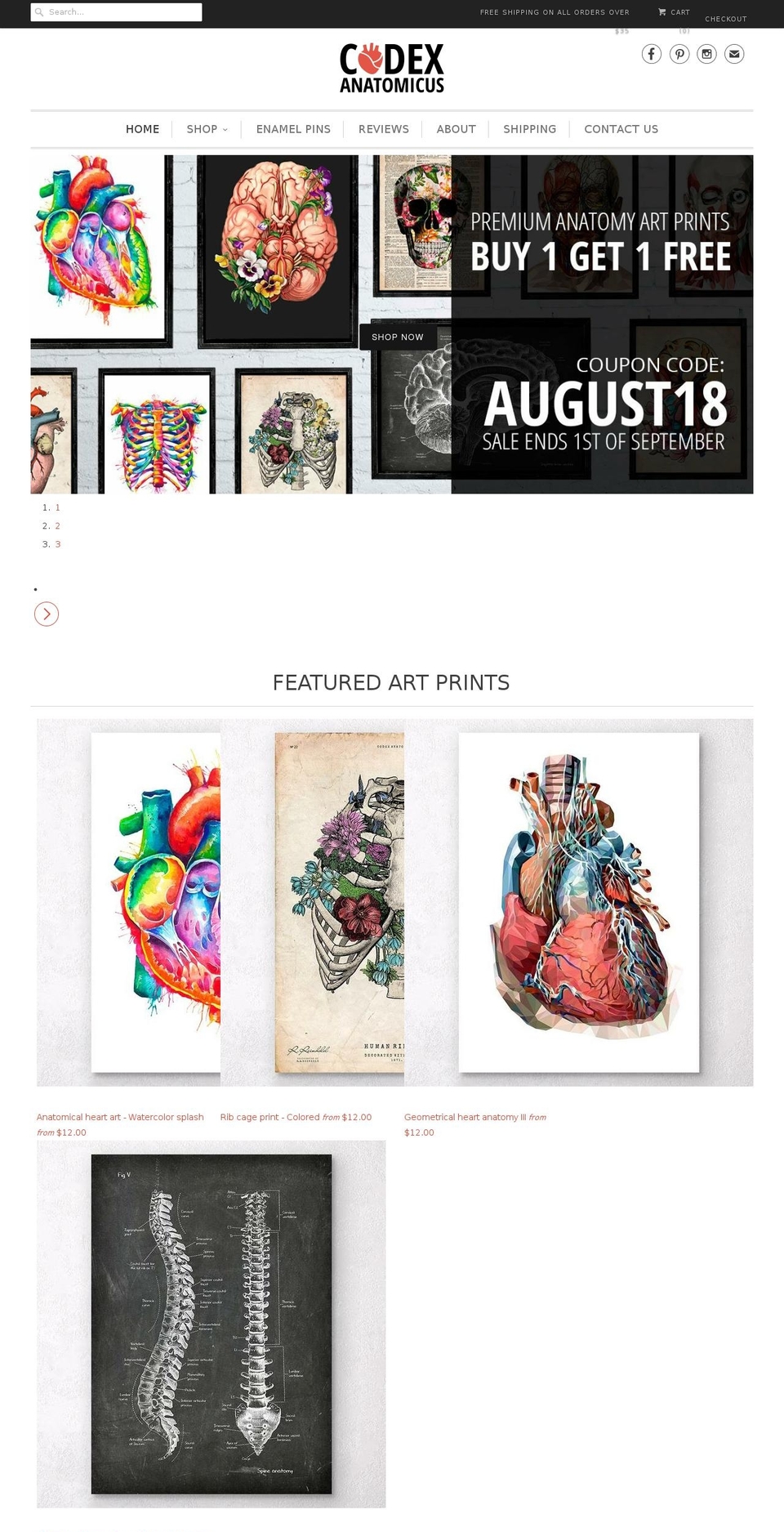 codexanatomicus.com — Shopify storefront screenshot