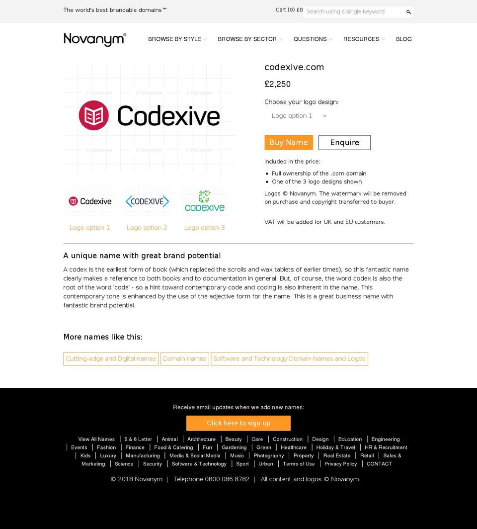 codexive.com shopify website screenshot